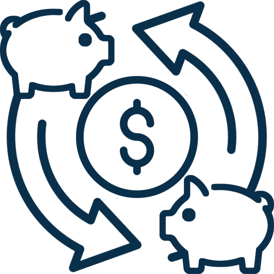 Illustration of coins with circular arrows representing Step 3 of the directINVEST ROBS process: Roll Over Retirement Funds
