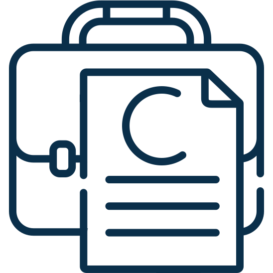 Illustration of a briefcase representing Step 1 of the directINVEST ROBS process: Establish Your C-Corporation