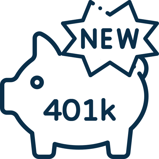 Illustration of a piggy bank with a 401k label representing Step 2 of the directINVEST ROBS process: Set Up Your Retirement Plan